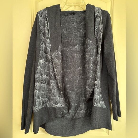 Prana Sweaters - prAna Hooded Open Front Cardigan - Gray and White - No‎ Pockets - Size Medium